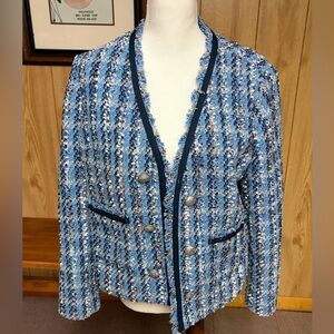 Express Blue Boucle Classic Tweed Blazer Size L